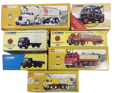 Seven boxed Corgi vehicles, to include: - 19401 Ken Thomas Ltd Bedford S Sack Truck Set - 14501 Blue Circle Cement Foden S21 