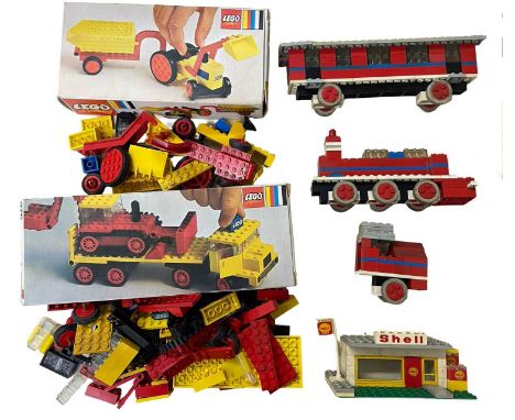 A collection of vintage Lego System sets, to include: - 378 Tractor in original box, 1972 - 376 Low Loader with Excavator in 