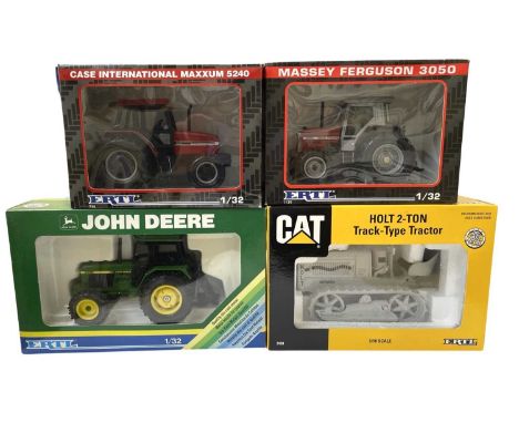 Four boxed ERTL 1:32 scale die-cast tractor models, to include: - Massey Ferguson 3050 - Case International Maxxum 5240 - Hol