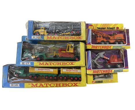 A group of Matchbox die-cast vehicle packs, from the K / Superkings series