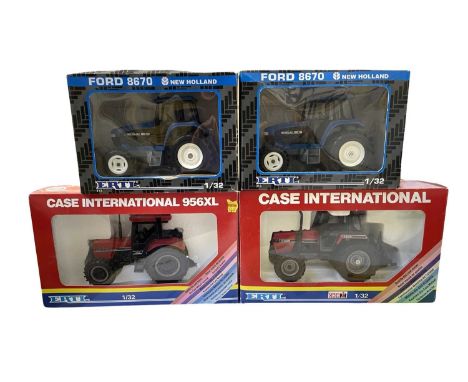 Four boxed ERTL 1:32 scale tractor models, to include: - Case International 2264 - Case International 956XL - Ford 8670 New H
