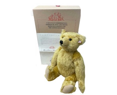 A boxed limited edition Steiff British Collector's 2001 brass Teddy Bear, with certificate.Number 00819 / 4000Also with origi
