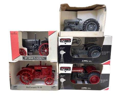 Five boxed die-cast tractor models, to include: - Country Classics Massey Ferguson 135 - Country Classics Ferguson-30 - The G