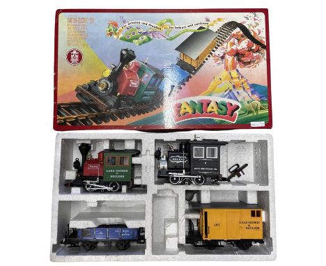 A boxed Lehmann 90770 G gauge train set, 'The Big Train Fantasy Lake George and Boulder', with additional 'Helena' locomotive