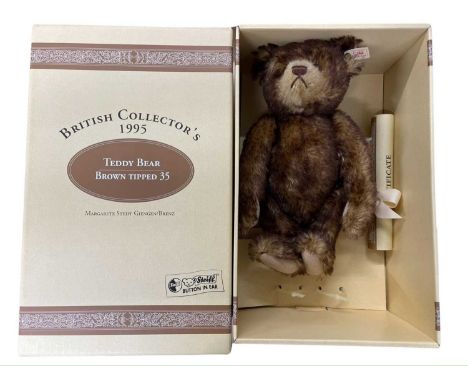 A boxed limited edition Steiff British Collector's 1995 Brown Tipped 35 Teddy Bear, with certificate. Number 01467 / 3000Also