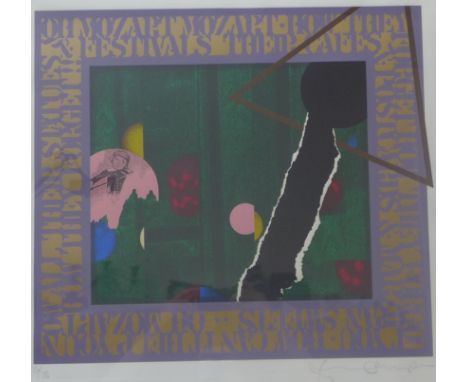 A signed Tom Phillips limited edition print, Mozart, no. 6/75, 68 x 71cms, framed 