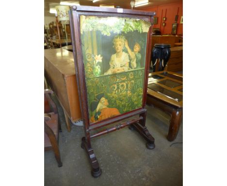 A Victorian mahogany fire screen 
