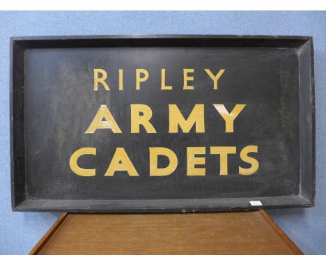 A Ripley Army Cadets painted wooden sign 