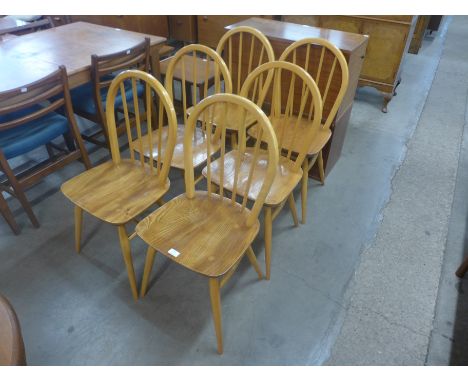A set of six Ercol elm and beech chairs 