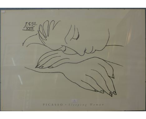 A Pablo Picasso print, Sleeping Woman, 70cms x 100cms, framed 