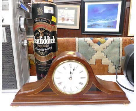 Bottle of Glenfiddich Pure Malt Scotch Whisky 70 cl and Night & Gibbins mantel clock