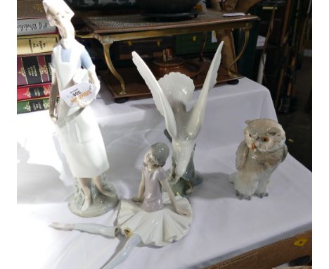 Four Lladro and Nao figurines