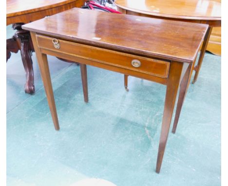 Reproduction mahogany hall/console table.  Height 72 cm, width 81 cm, depth 43 cm