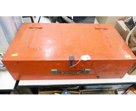 Red painted wooden toolbox