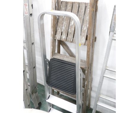 Small two step ladder and vintage wooden ladders 
