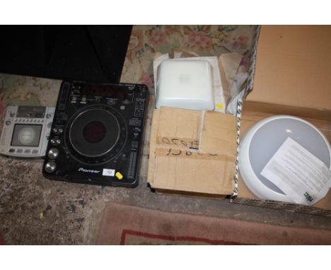 A PIONEER CDJ-1000 MK2 CD MIXER TOGETHER WITH A QUANTITY OF ELECTRICALS TO INCLUDE A KORG KAOSS PAD, MICROPHONE, LIGHTING EQU