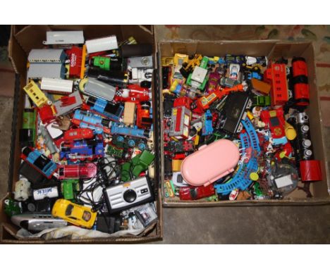 TWO BOXES OF THOMAS THE TANK ENGINE TOYS ETC.