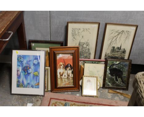 A LARGE QUANTITY OF ASSORTED PRINTS TO INCLUDE 'TROTTERS' BY WARWICK HIGGS, NIGEL HEMMING PRINT, DAVID SHEPHERD PRINT OF ELEP