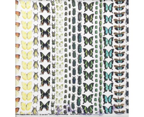 Damien Hirst (born 1965)Butterflies and Beetle, 2017 signed and dedicated in black inkscreenprint on silk30 x 30cm (11 13/16 