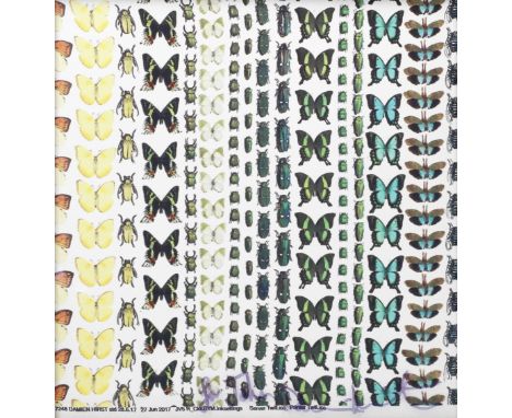 Damien Hirst (born 1965)Butterflies and Beetle, 2017 signed and dedicated in black inkscreenprint on silk30 x 30cm (11 13/16 