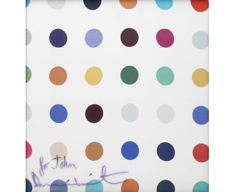 Damien Hirst (born 1965)Dots, 2017 signed and dedicated in black inkscreenprint on silk30 x 30cm (11 13/16 x 11 13/16in).Foot