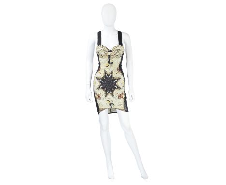 Shingai Shoniwa / Jean Paul GaultierA Video Worn Jean Paul Gaultier Body-Con Dress, early 1990sJunior label, cream ground wit