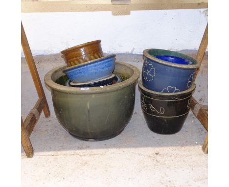8 various glazed ceramic pots 
