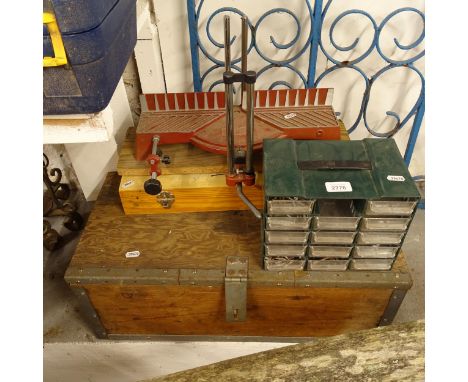 A large collection of hand and electric tools, to include router, planer, belt sander, hardware etc 