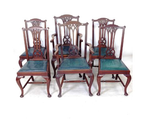 A set of 6 mahogany Chippendale style dining chairs, with label for Flashman's of Dover and Folkestone 