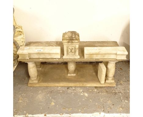 An architectural design alabaster 2-tier stand, L61cm 