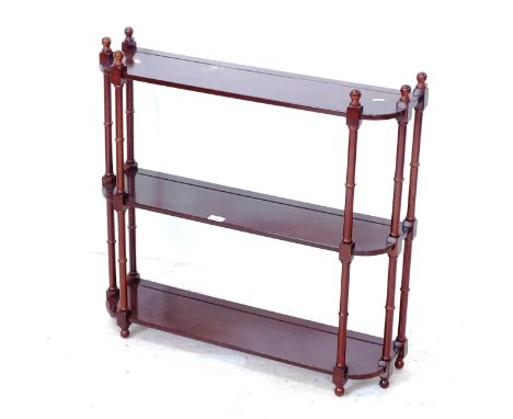 A mahogany 3-tier hanging shelf, W80cm, H76cm, D20cm 