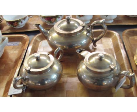 Silver plated three piece bullet shaped tea service. (3) (B.P. 24% incl. VAT)