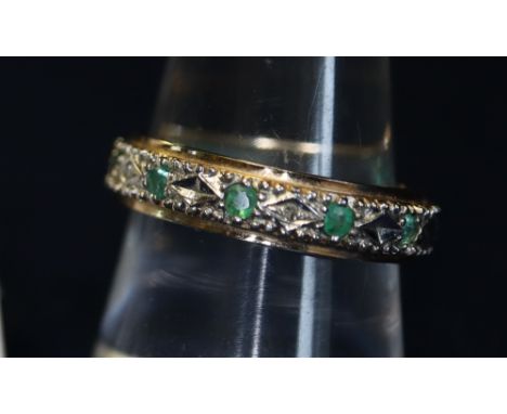 9ct gold emerald full eternity style ring. (B.P. 24% incl. VAT)