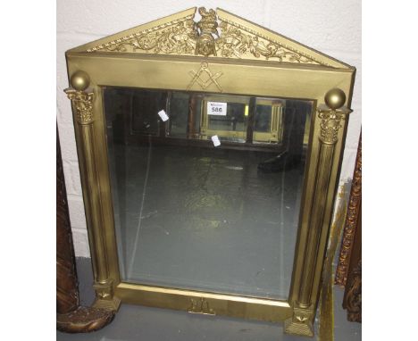 Gilded masonic beval plate, oval mantel mirror. (B.P. 24% incl. VAT)