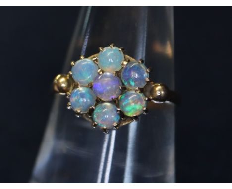 9ct gold opal cluster ring. (B.P. 24% incl. VAT)