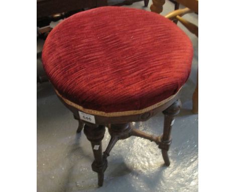 Late Victorian walnut piano stool on ex strecher support and splay legs.(B.P. 24% incl. VAT)