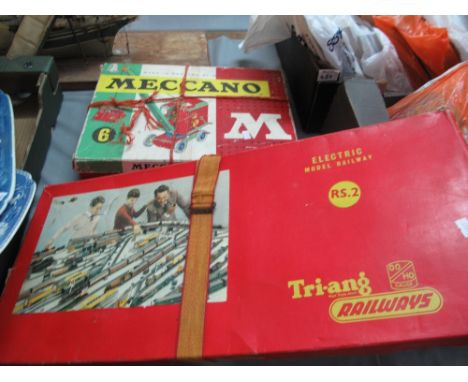 Triang 00 gauge electric model railway RS.2 in original box, together with a vintage Meccano six set and Triang power control
