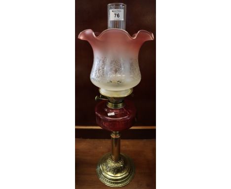 Early 20th Century brass double burner oil lamp.(B.P. 24% incl. VAT)