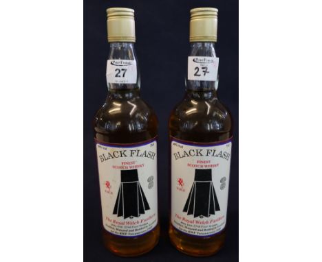 Charity sale - two bottles Black Flash finest Scotch Whisky 'distilled, matured and bottled in Scotland for the Centenary of 
