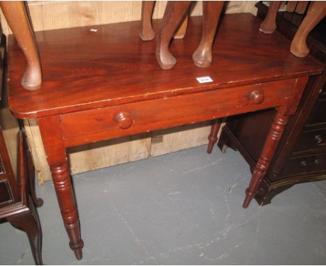 Late Victorian pine single drawer side table on ring turned legs.(B.P. 24% incl. VAT)