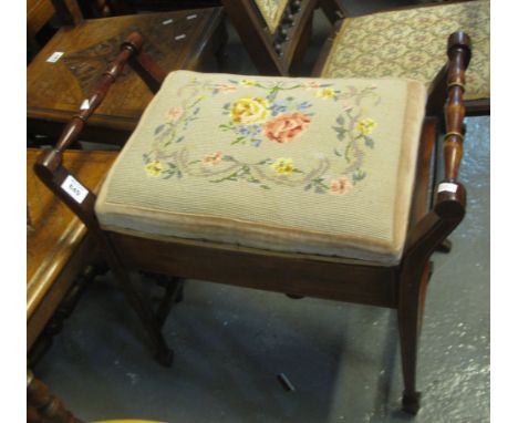 Early 20th century mahogany inlaid piano stool.(B.P. 24% incl. VAT)