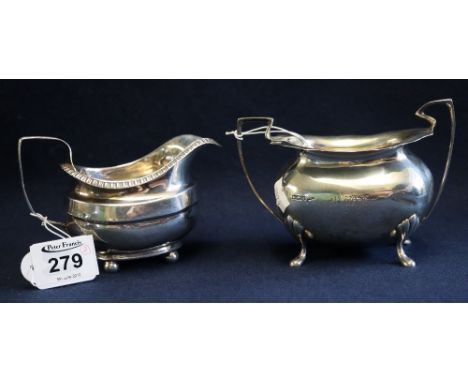 Silver two handled sucrier by Walker & Hall together with a white metal cream jug. (2)(B.P. 24% incl. VAT) 