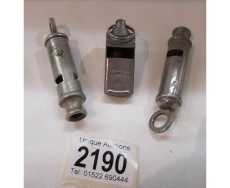 A J. Hudson &amp; Co., Birmingham military issue whistle marked '1944' and with a war office arrow, an Acme City whistle and 
