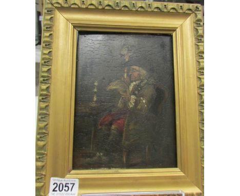 A late-17th / early-18th century portrait oil painting on panel of a Georgian gentleman (approximately 15 x 21 cm)