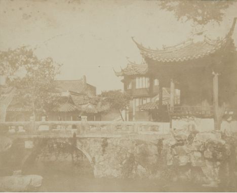 GIACOMO CANEVA  1813 - 1865 Stone bridge and pavilion of Summer palace , Beijing, China  1859 Carta salata montata su cartonc