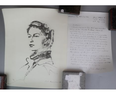 Her Majesty The Queen - A signed L/E print by Pietro Annigoni with C.O.A. and letter from the artist 