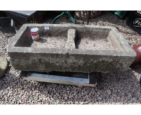 Antique heavy carved stone trough - Approx size: L: 93cm D: 42cm H: 25cm 