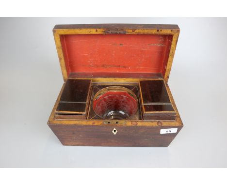 Victorian tea caddy with etched glass bowl