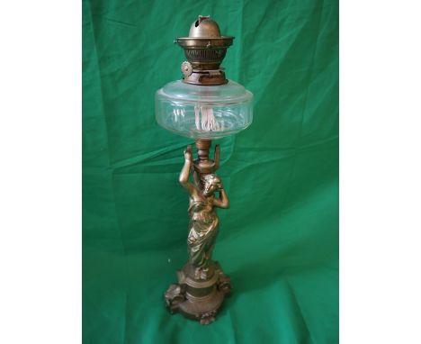 Heavy gilt oil lamp 