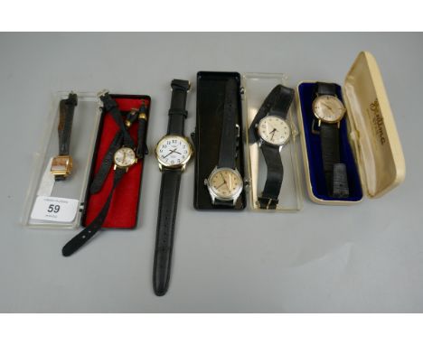 Vintage 9ct gold bentima watch &amp; Titus Geneve 18ct gold ladies watch together with collection of watches